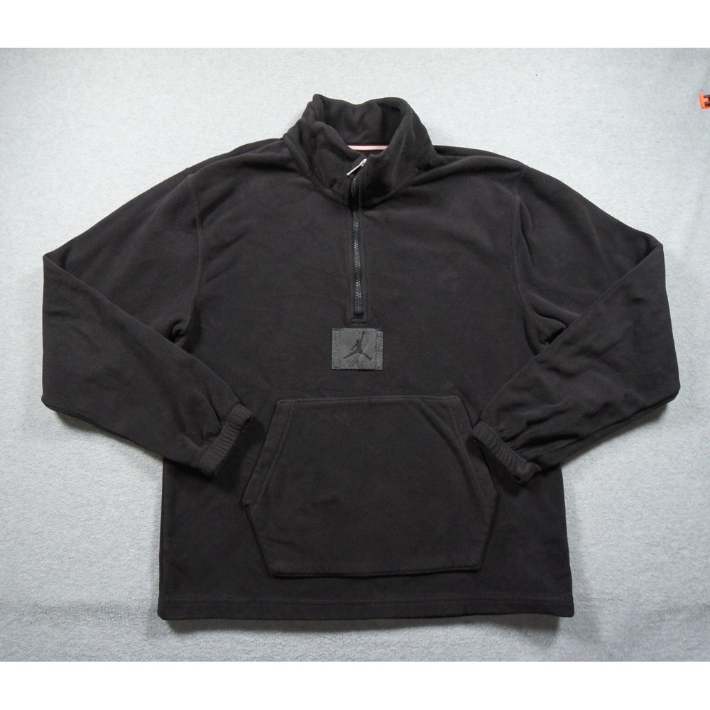 Jordan Sweater Mens Small Black Quarter Zip Fleece Jumpman Pocket Sweatshirt